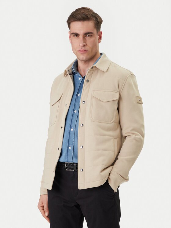 Tommy Hilfiger Jachetă cămașă Mix Media MW0MW42486 Bej Regular Fit