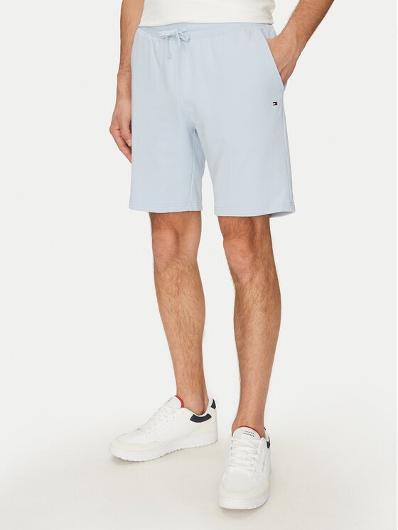 Tommy Hilfiger Pantalon scurți din material Essential Terry Sweatshort MW0MW37240 Albastru celest Regular Fit