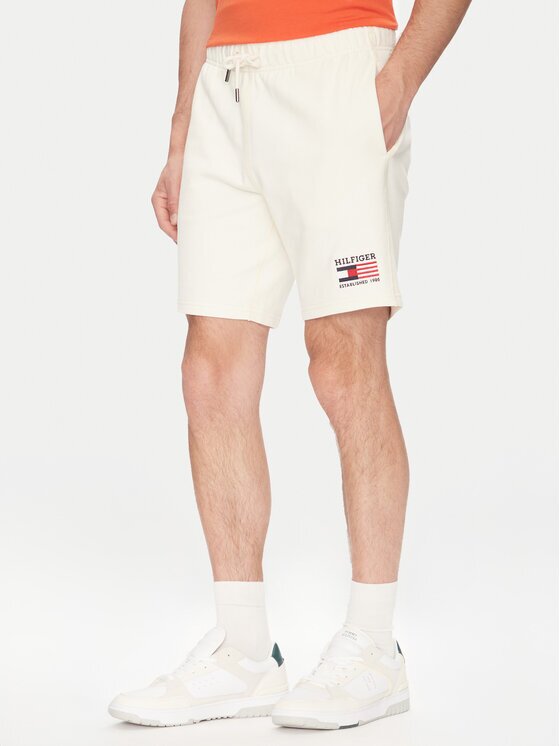 Tommy Hilfiger Pantaloni scurți sport American MW0MW39862 Écru Regular Fit