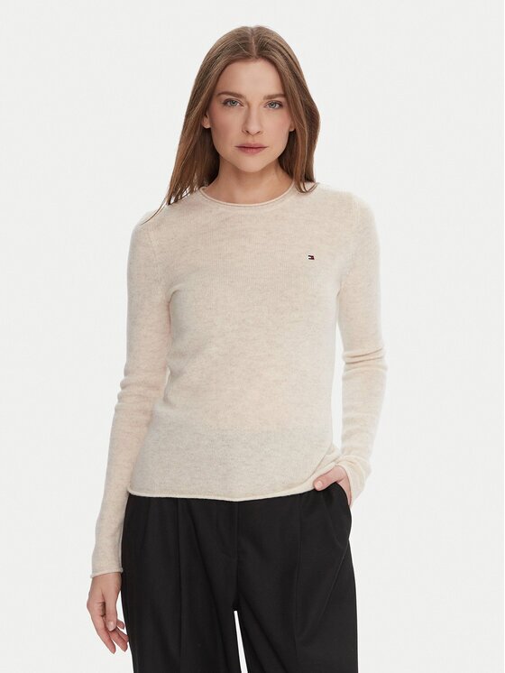 Tommy Hilfiger Pulover WW0WW40264 Écru Regular Fit