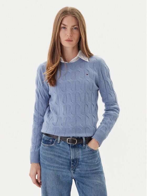 Tommy Hilfiger Pulover WW0WW43586 Albastru celest Regular Fit