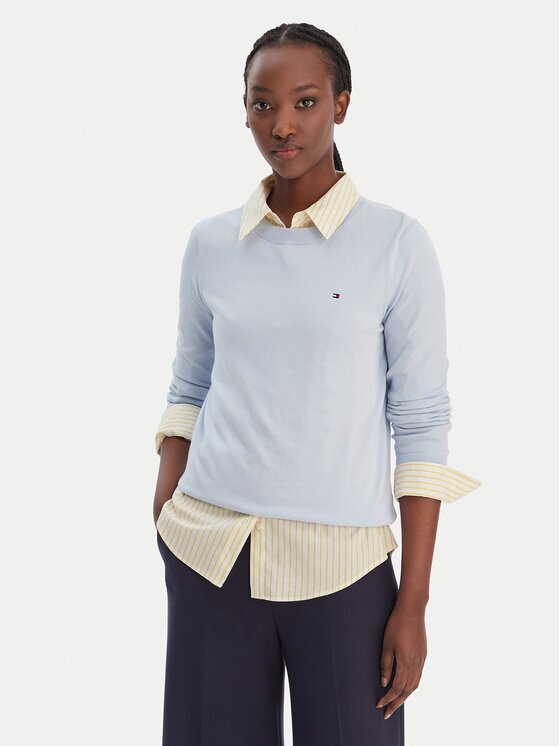 Tommy Hilfiger Pulover WW0WW44984 Albastru celest Regular Fit