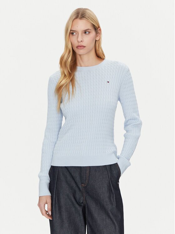 Tommy Hilfiger Pulover WW0WW44993 Albastru celest Regular Fit