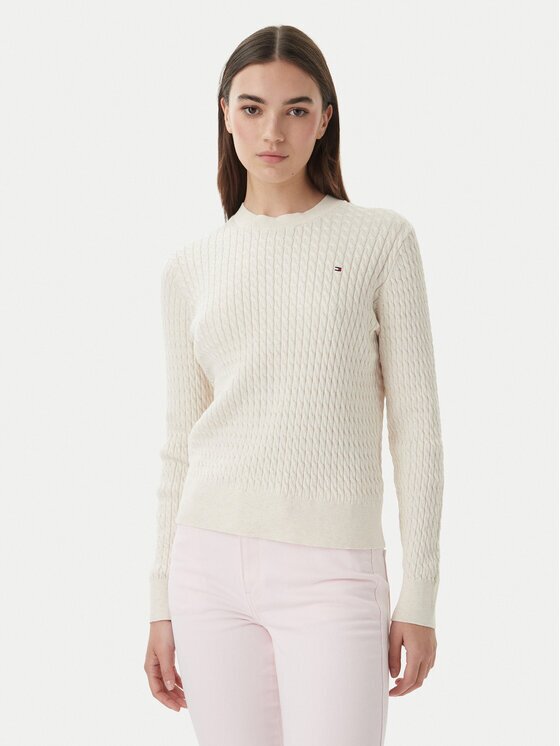 Tommy Hilfiger Pulover WW0WW44993 Écru Regular Fit