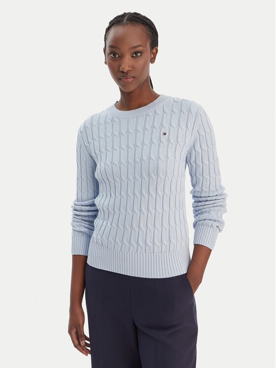 Tommy Hilfiger Pulover WW0WW47644 Albastru celest Regular Fit
