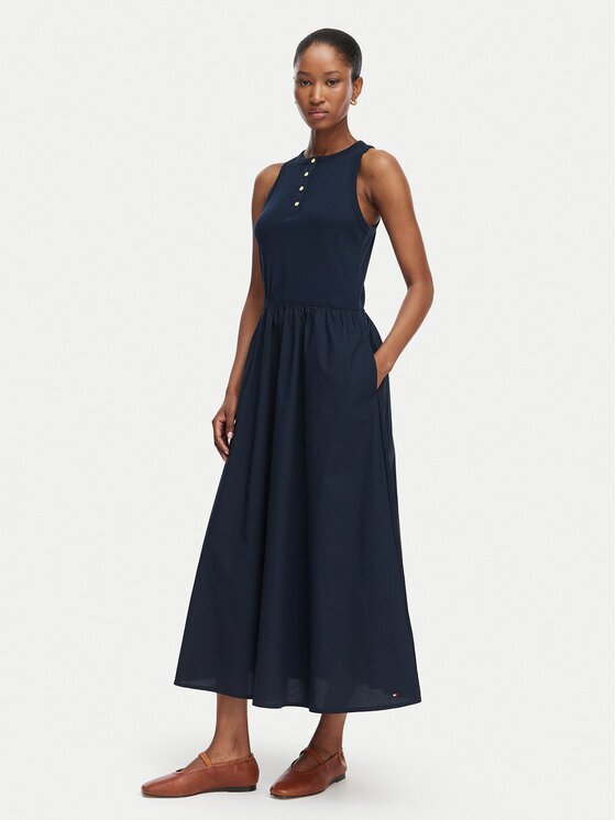 Tommy Hilfiger Rochie de vară Gold Btn WW0WW49628 A-Line Fit