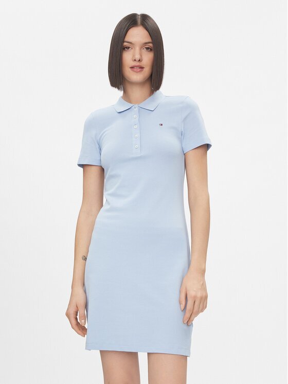 Tommy Hilfiger Rochie de zi 1985 WW0WW37853 Albastru celest Slim Fit
