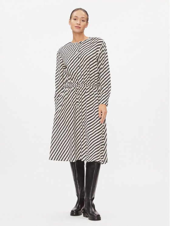 Tommy Hilfiger Rochie de zi Zigzag Waisted Midi Dress WW0WW41157 Regular Fit