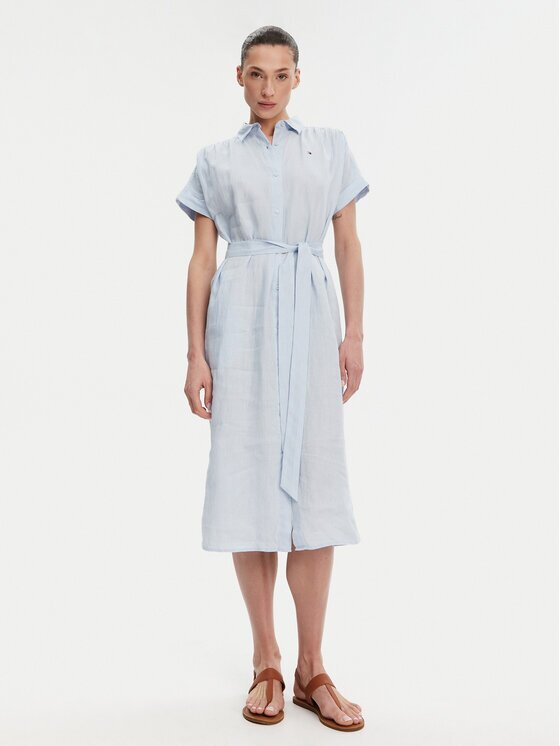 Tommy Hilfiger Rochie tip cămașă Ess WW0WW44653 Albastru celest Regular Fit