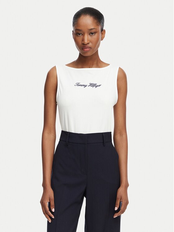 Tommy Hilfiger Top Classic WW0WW50947 Alb Regular Fit