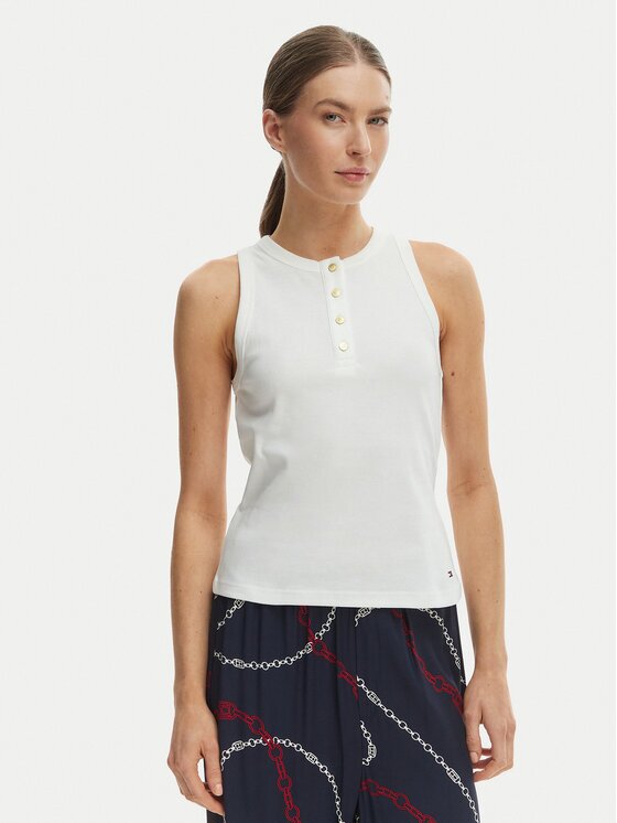 Tommy Hilfiger Top WW0WW49251 Écru Slim Fit