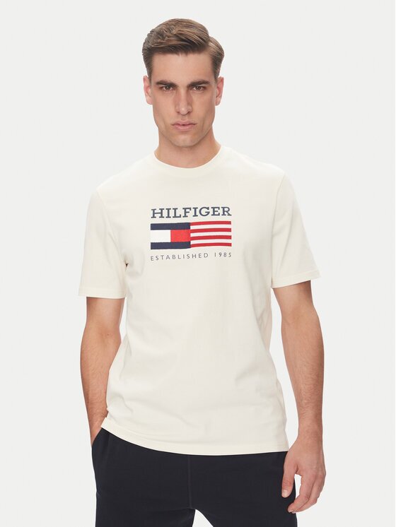 Tommy Hilfiger Tricou American Monotype MW0MW39843 Écru Regular Fit