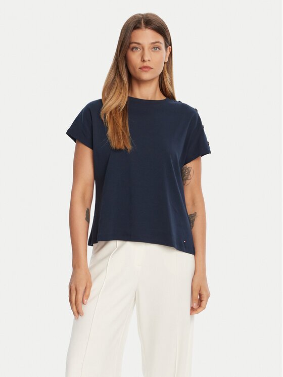Tommy Hilfiger Tricou Gold Button WW0WW47455 Regular Fit
