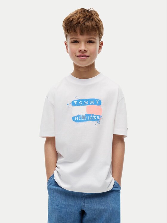 Tommy Hilfiger Tricou Graffiti KB0KB10546 Regular Fit