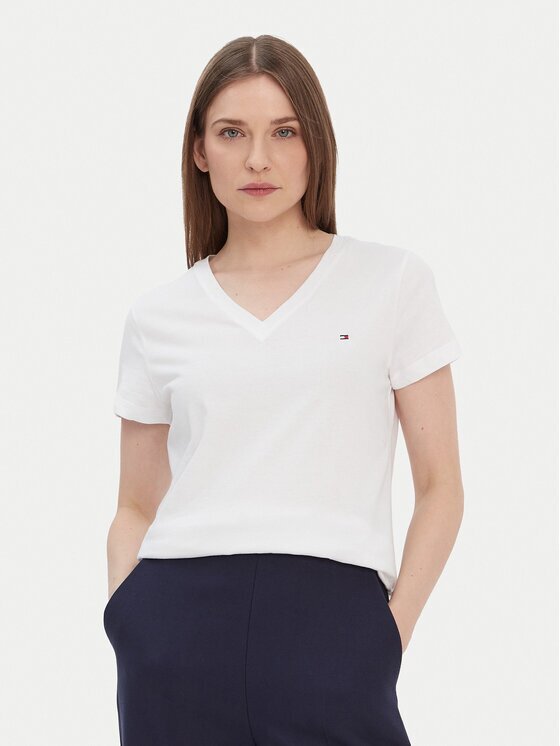 Tommy Hilfiger Tricou Heritage V-Neck Tee WW0WW24969 Regular Fit