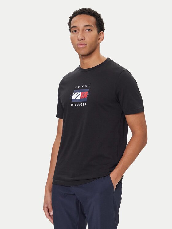 Tommy Hilfiger Tricou Linear Flag MW0MW41338 Regular Fit