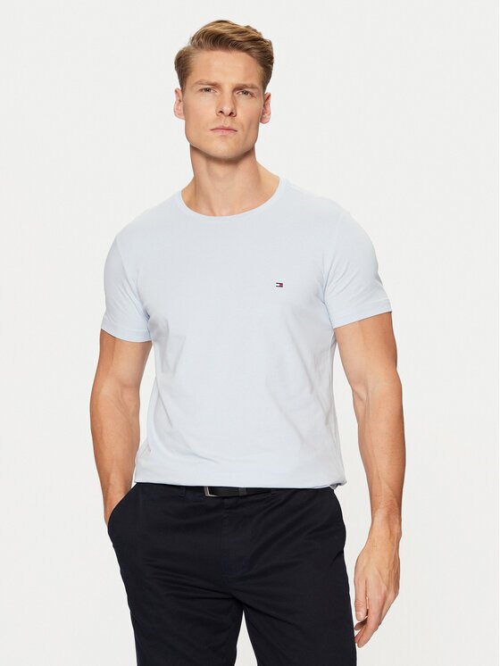 Tommy Hilfiger Tricou MW0MW10800 Albastru celest Slim Fit
