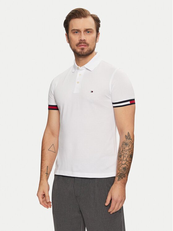 Tommy Hilfiger Tricou polo Flag Cuff MW0MW37518 Slim Fit