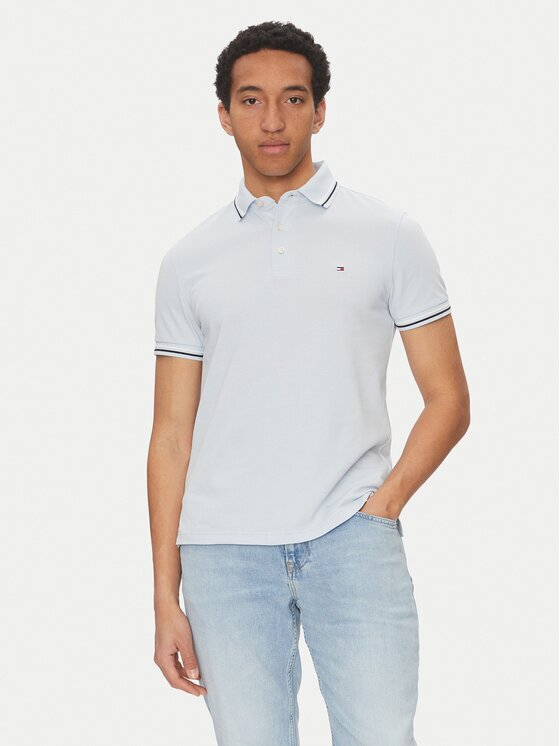 Tommy Hilfiger Tricou polo Seasonal MW0MW39993 Albastru celest Slim Fit