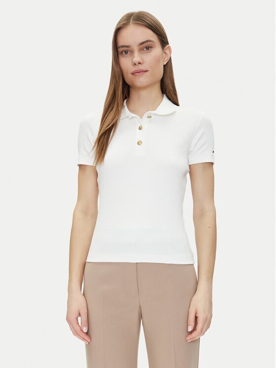 Tommy Hilfiger Tricou polo Slim Gold Button Polo Ss WW0WW45436 Regular Fit