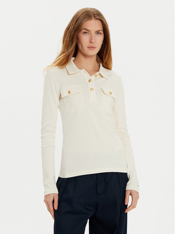 Tommy Hilfiger Tricou polo WW0WW45308 Écru Slim Fit