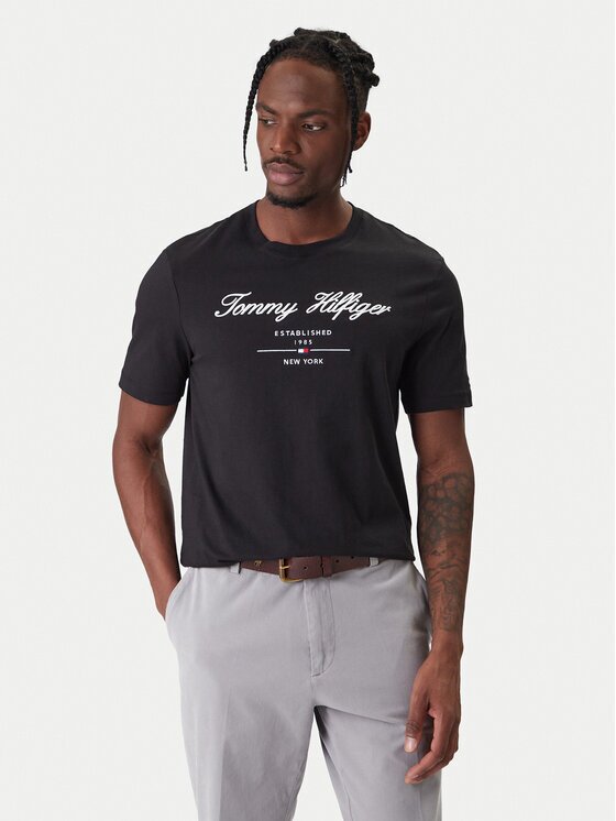 Tommy Hilfiger Tricou Script Logo MW0MW33691 Regular Fit
