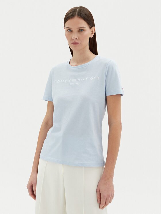 Tommy Hilfiger Tricou WW0WW40276 Albastru celest Regular Fit