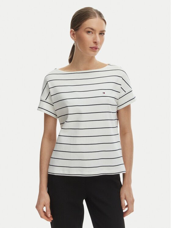 Tommy Hilfiger Tricou WW0WW49723 Écru Loose Fit