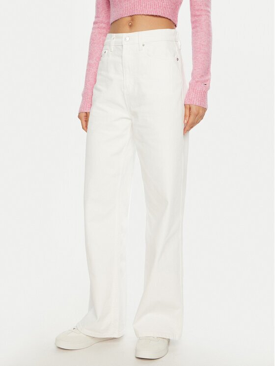 Tommy Jeans Blugi Claire DW0DW20219 Écru Wide Leg