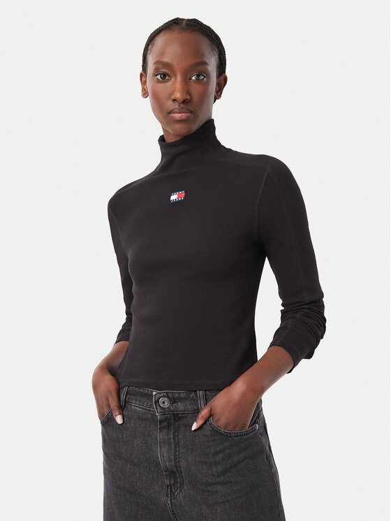 Tommy Jeans Bluză cu gât DW0DW23251 Slim Fit