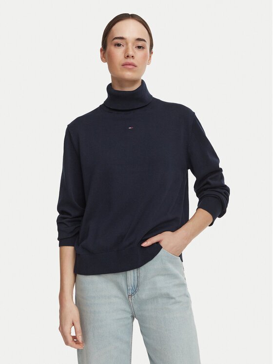 Tommy Jeans Bluză cu gât Essetnial DW0DW23361 Relaxed Fit