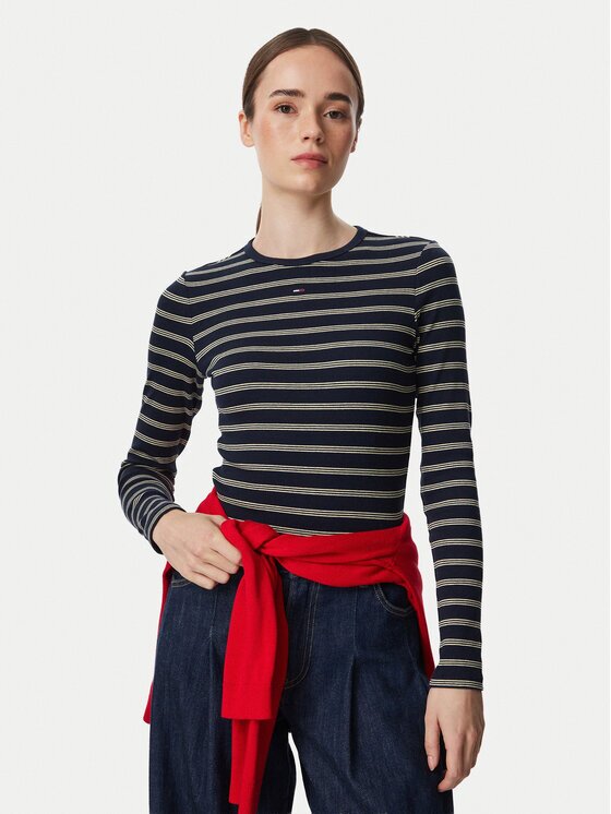 Tommy Jeans Bluză Essential DW0DW17387 Slim Fit