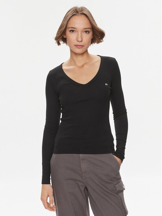 Tommy Jeans Bluză Essential DW0DW17990 Slim Fit