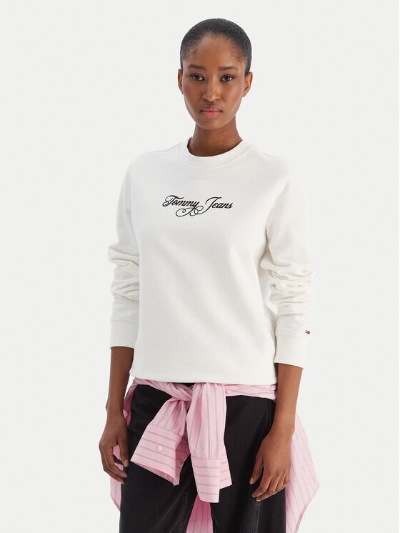 Tommy Jeans Bluză Essential DW0DW21922 Écru Regular Fit