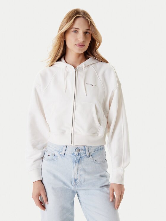 Tommy Jeans Bluză Linear DW0DW21163 Écru Boxy Fit