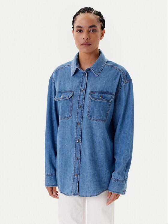 Tommy Jeans cămașă de blugi DW0DW21073 Relaxed Fit
