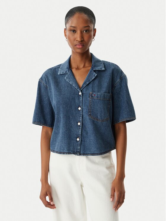 Tommy Jeans cămașă de blugi DW0DW22216 Relaxed Fit