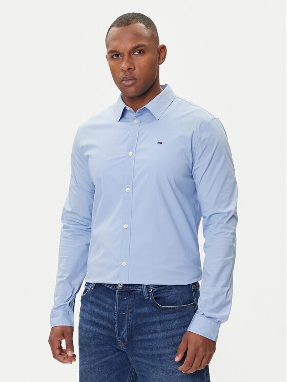 Tommy Jeans Cămașă DM0DM04405 Albastru celest Slim Fit