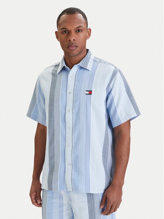 Tommy Jeans Cămașă DM0DM22789 Albastru celest Relaxed Fit