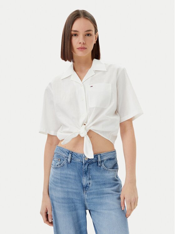 Tommy Jeans Cămașă DW0DW20286 Écru Regular Fit