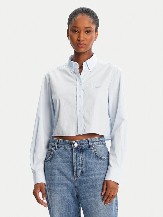 Tommy Jeans Cămașă DW0DW21400 Albastru celest Relaxed Fit