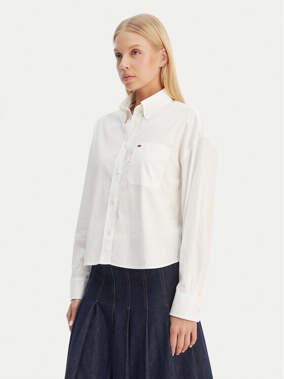 Tommy Jeans Cămașă DW0DW22766 Écru Regular Fit