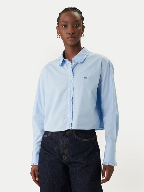 Tommy Jeans Cămașă DW0DW22767 Albastru celest Relaxed Fit