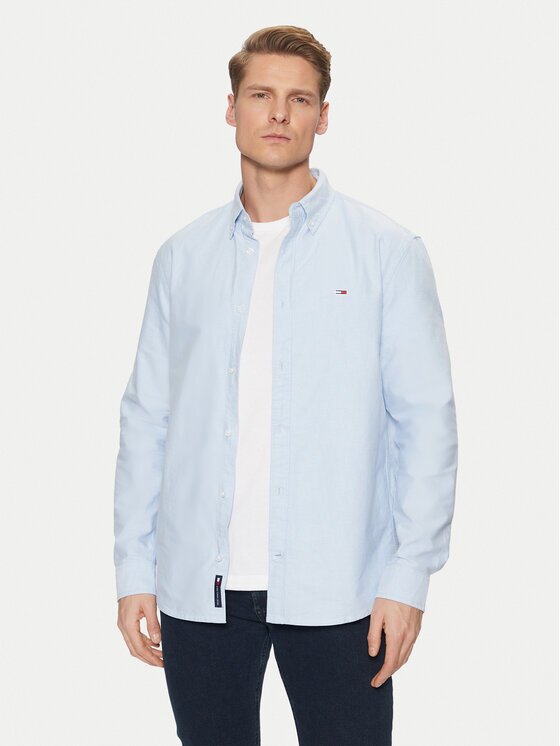 Tommy Jeans Cămașă Oxford DM0DM20667 Albastru celest Regular Fit