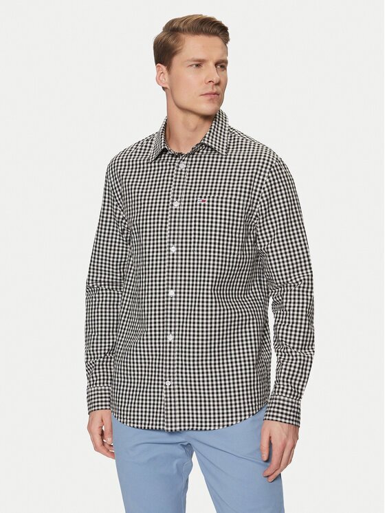 Tommy Jeans Cămașă Poplin Check DM0DM21115 Regular Fit