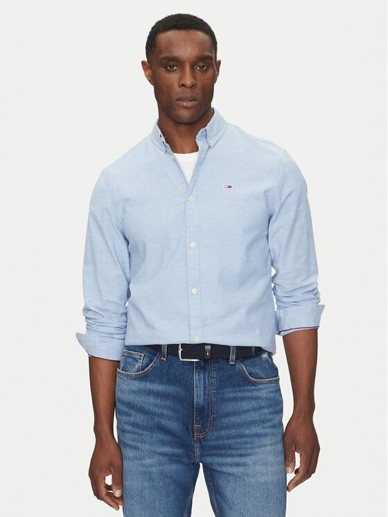 Tommy Jeans Cămașă Stretch Oxford DM0DM09594 Albastru celest Slim Fit
