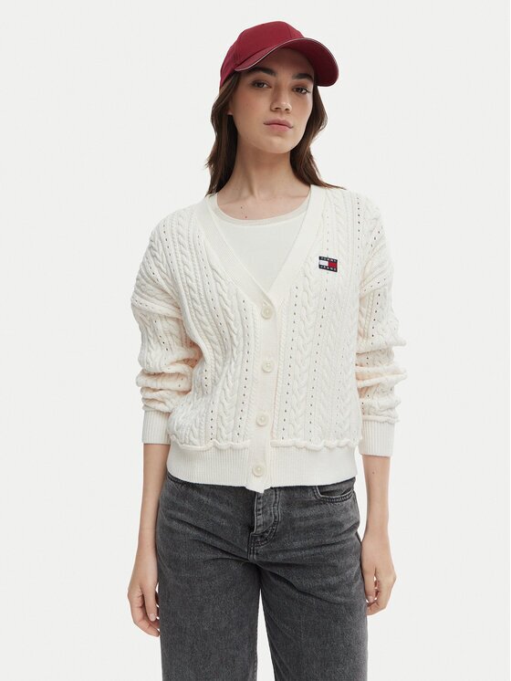 Tommy Jeans Cardigan DW0DW23024 Écru Regular Fit