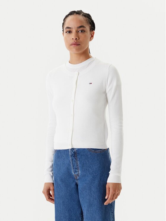 Tommy Jeans Cardigan Essential DW0DW20976 Écru Regular Fit