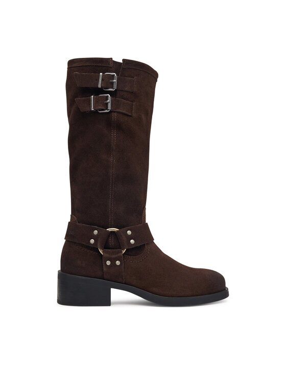 Tommy Jeans Cizme lungi riding Tjw Brushed Suede Biker Boots EN0EN03110