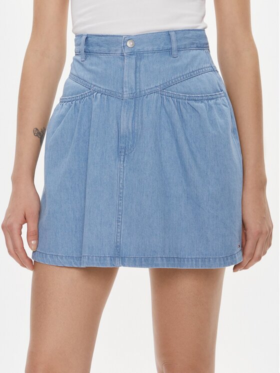 Tommy Jeans Fustă de blugi Chambray DW0DW17440 Regular Fit